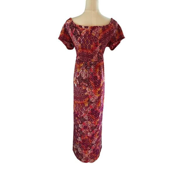 Harlow & Rose Smocked Boho Maxi Dress XL Square Neck Boho Cottagecore Festival - Picture 2 of 8
